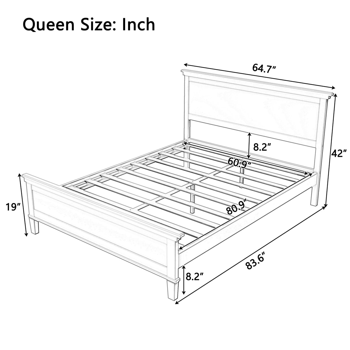 Mid-Century Modern Wood Platform Bed