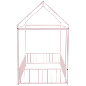 Metal Bed House Bed Frame With Fence
