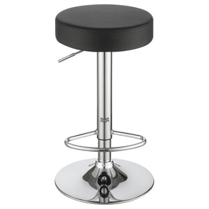 Adjustable Hydraulic Bar Stool With Base And Padded Seat - Black / Silver