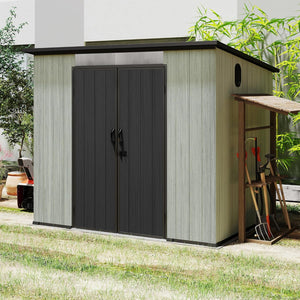 6x8FT Outdoor Resin Storage Shed with Transparent Windows & Louvered Vents