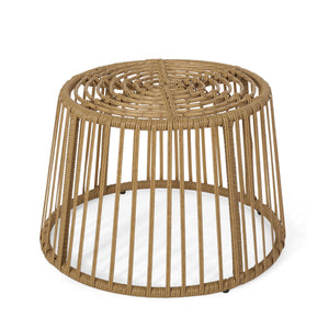 2 Piece Rattan Patio Set With Club Chair And Side Table - Beige / Light Brown