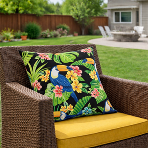 4 Pack Outdoor Pillow Covers 18x18 Inch - Toucan Paradise