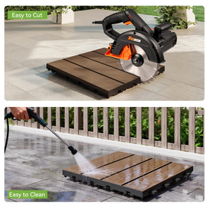 44 Pcs Interlocking Deck Tiles 12" x 12" HDPE Outdoor Flooring