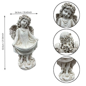 21.06" Tall Weathered Angel Cherub Garden Statue