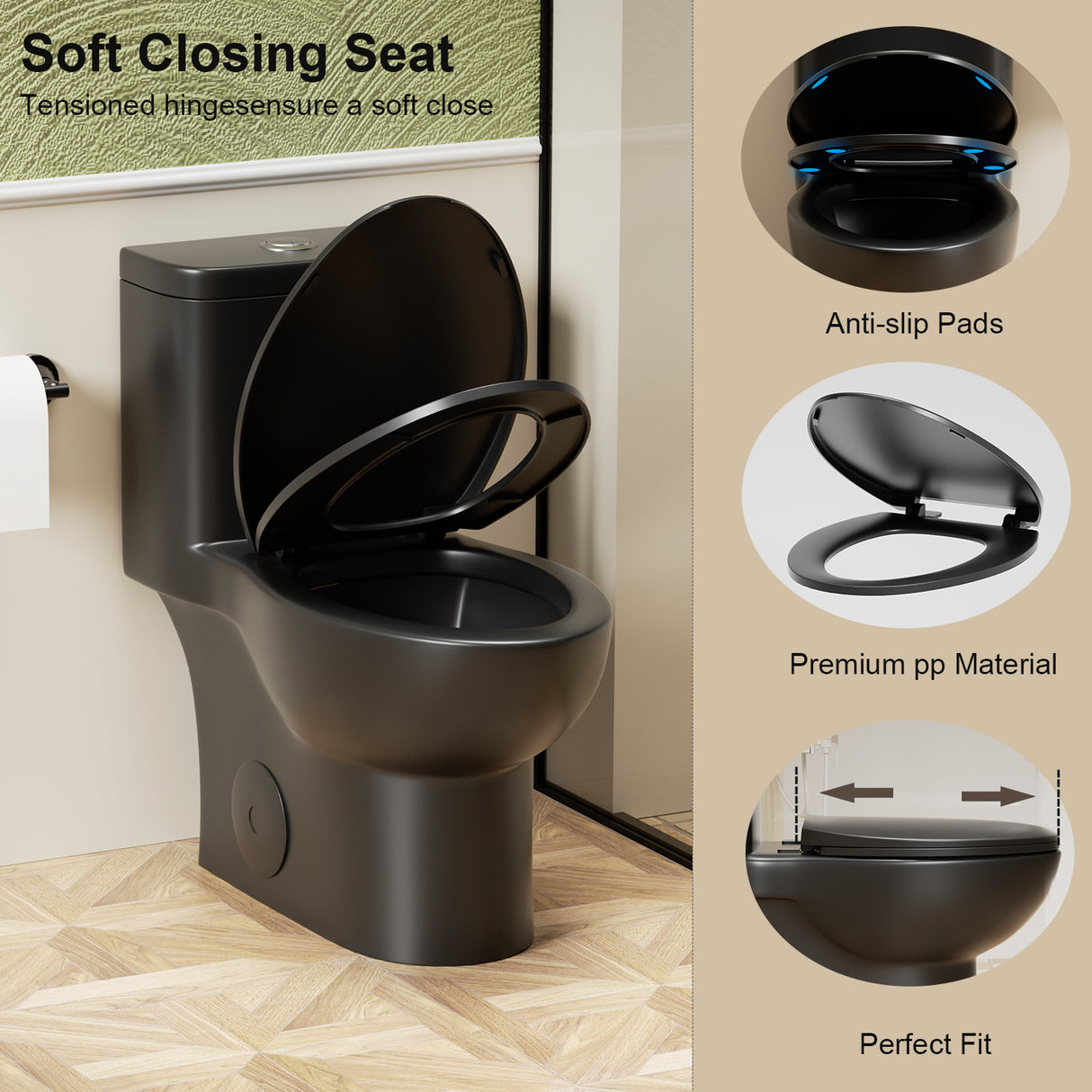 1.1/1.6 GPF Tornado Flush One-Piece Toilet with Comfort Chair Seat ADA Height 17"