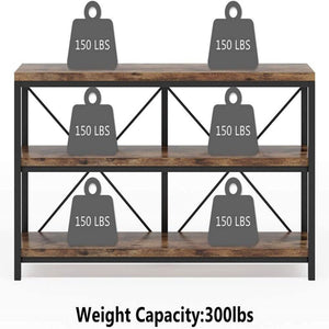 Console Table With 3 Tier Storage Shelves Finish, Slim Narrow Design For Living Entryway - Brown / Black