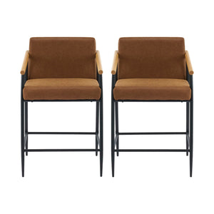 Mid Century Modern Counter Stool Set With Iron Frame