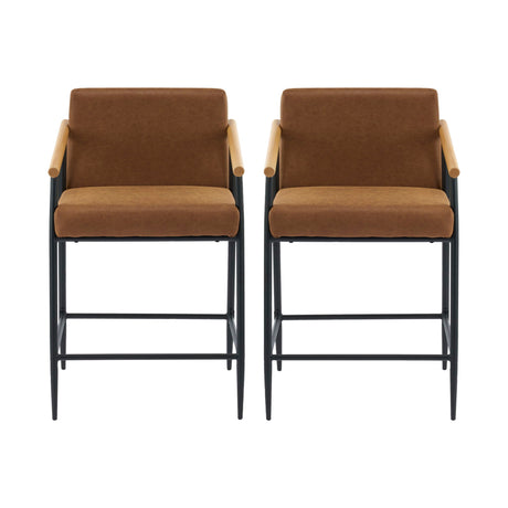 Mid Century Modern Counter Stool Set With Iron Frame