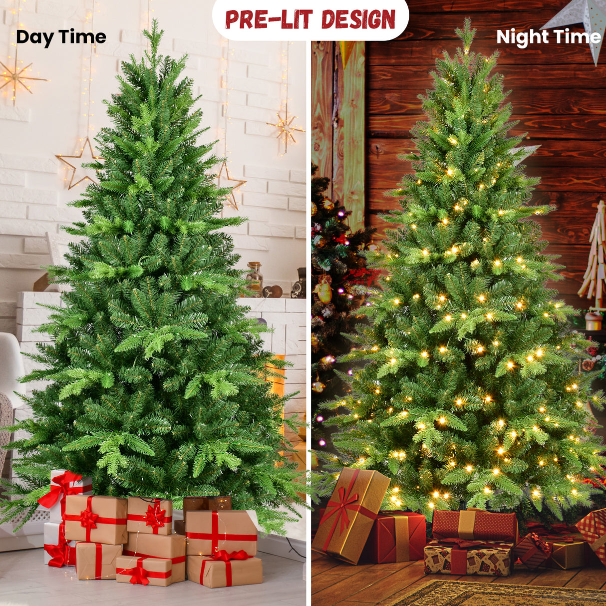 7ft Pre-Lit Christmas Tree with 450 Warm Lights