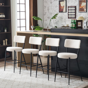 Modern Teddy Fabric Upholstered Bar Stools - Legs