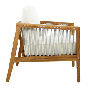 Outdoor Club Chair (Set of 1) - Acacia Wood Frame with Rope Back
