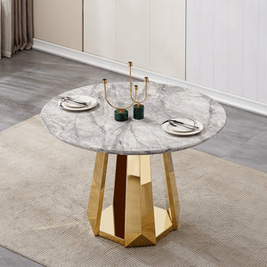 47" Round Marble Dining Table