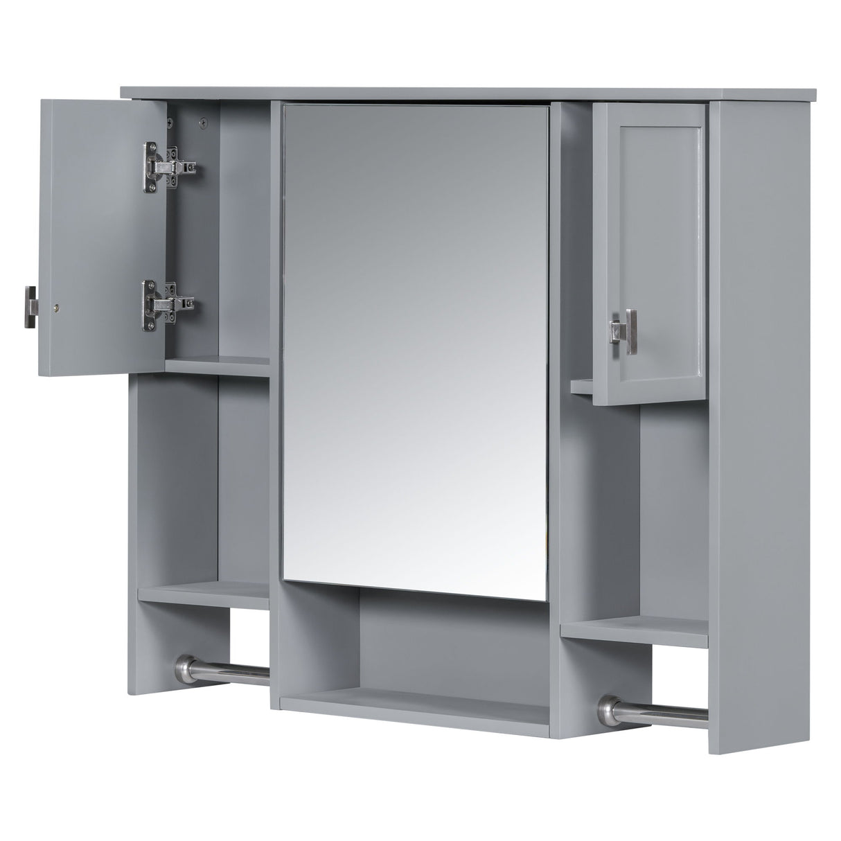 Wall Mounted Bathroom Storage Cabinet With Mirror, Medicine Cabinet With Towel Bar