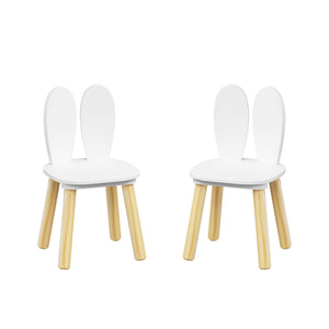 Rabbit Themed Table And 2 Chairs Set - White