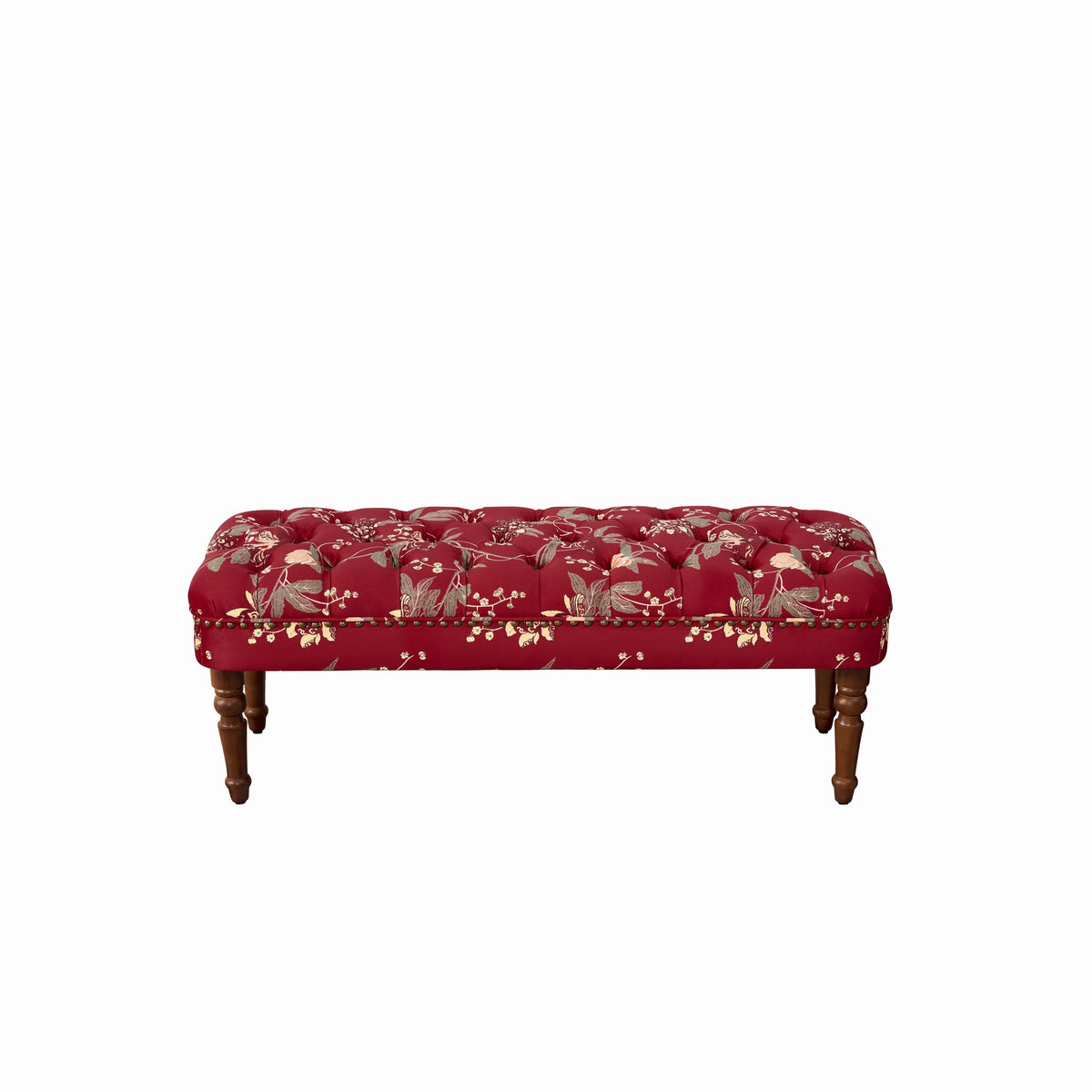 European Style Tufted Floral Bench