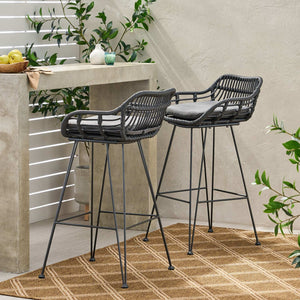 Outdoor Rattan Bar Chair With Metal Legs - Best Buy Furniture
