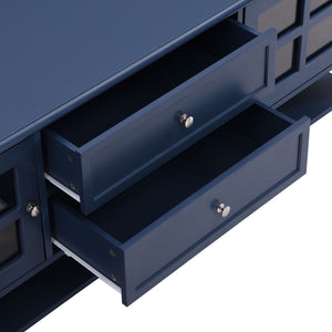 TV Stand, Entertainment Center With Dual Drawers And Hidden Storage, Cabinet With Soft Closing Doors And Sleek Panel Design