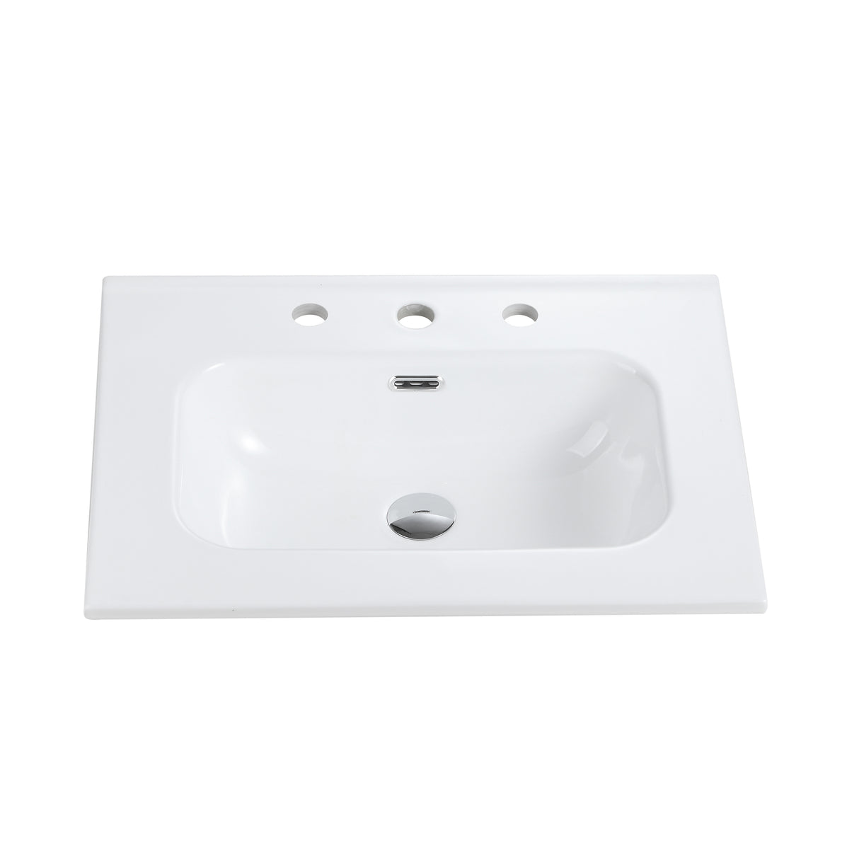Glossy White Ceramic Integrated Sink