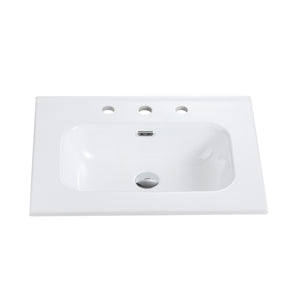 Glossy White Ceramic Integrated Sink