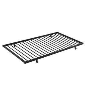 Twin Over Full Modern Metal Bunk Bed With Trundle - Black