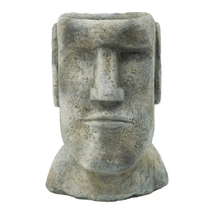 Easter Island Cement Planter with Iconic Sculpture Design - Gray