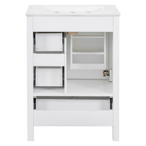 Bathroom Vanity With Sink, Soft-Close Doors, Double-Layer Shelf And 3 Drawers
