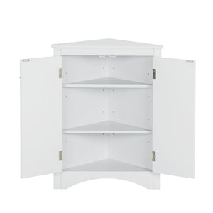 Triangle Bathroom Storage Cabinet With Adjustable Shelves, Freestanding Floor Cabinet For Home Kitchen