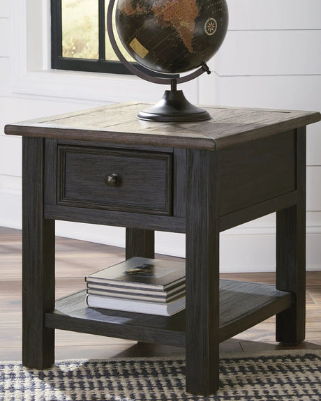 Tyler Creek - Rectangular End Table - Grayish Brown / Black - Best Buy Furniture
