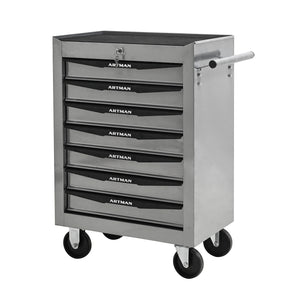 Rolling Metal Tool Chest with 7 Drawers, 20" Cabinet Silver