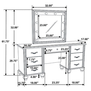 Charlotte - 7 Drawer Vanity Desk With LED Mirror - White