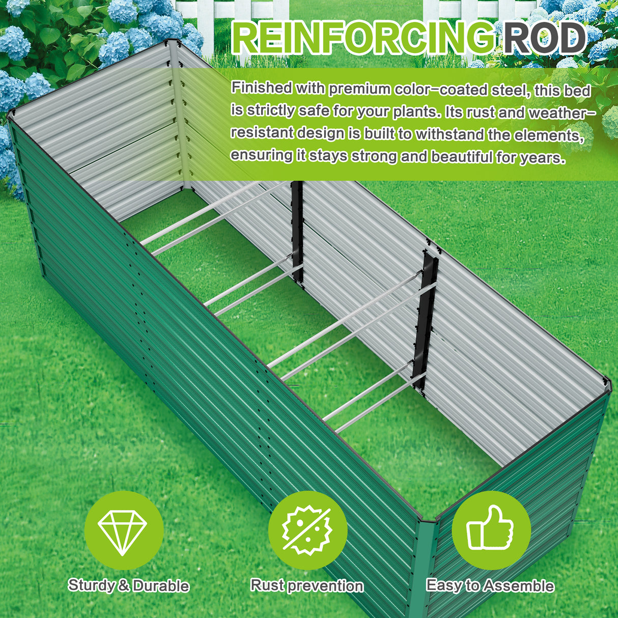 2-Pack 93.7" x 31.5" x 32.3" Raised Garden Bed with Ergonomic No-Bend Design