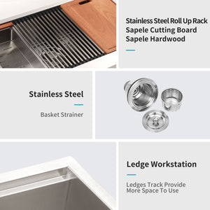 Classic Ceramic Farmhouse Sink Workstation Single Bowl With Durable Finish