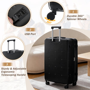 Hardside Luggage Set - 5 Piece with USB Port & TSA Lock