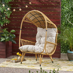 Outdoor Wicker Standing Basket Chair With Cushion