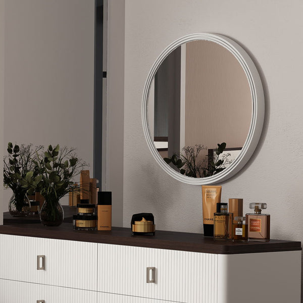 Carena - Round Mirror - Gray - Best Buy Furniture