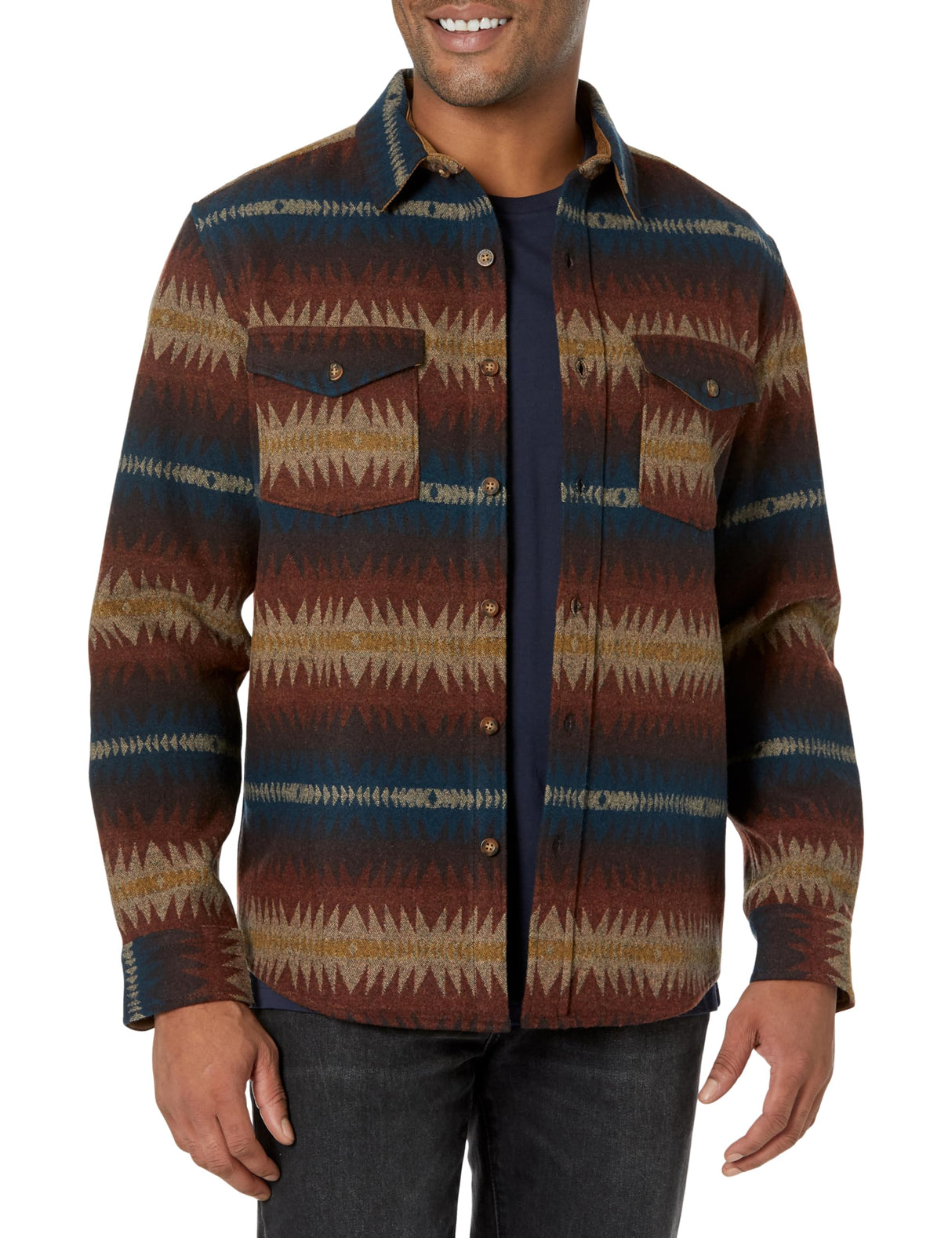 Pendleton Men's Long Sleeve La Pine Overshirt - Tye River Red Mix