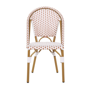 Outdoor PE Rattan and Aluminum French Bistro Chairs, Set of 2, Rusted