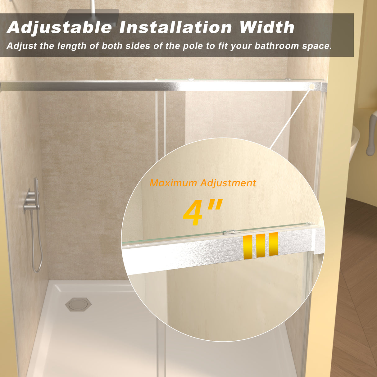 48" Single Sliding Shower Door