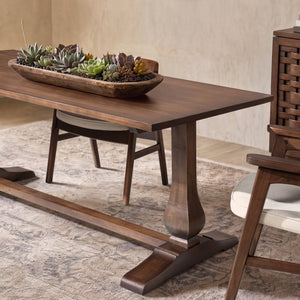 Whitmore 72-Inch Trestle Dining Table, Dark Brown Reclaimed Pine