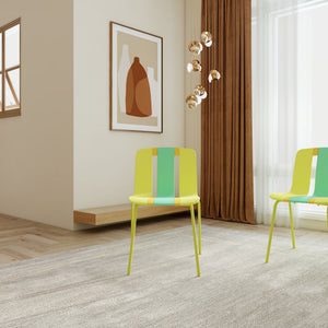 Modern Striped Blocking Single Chairs, Waterproof And Fade Resistant (Set of 4)