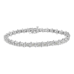 Two-Tone 10K Yellow Gold over .925 Sterling Silver 1.0 Cttw Diamond S-Curve Link Miracle-Set Tennis Bracelet (I-J Color, I3 Clarity) - 7"