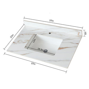 Elegant Vanity Top With Undermount Sink And Backsplash, Sintered Stone