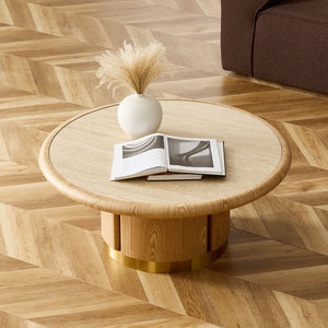 Round Coffee Table with Sturdy MDF Pedestal