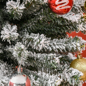 HOMCOM 9' Tall Unlit Snow-Flocked Slim Artificial Christmas Tree