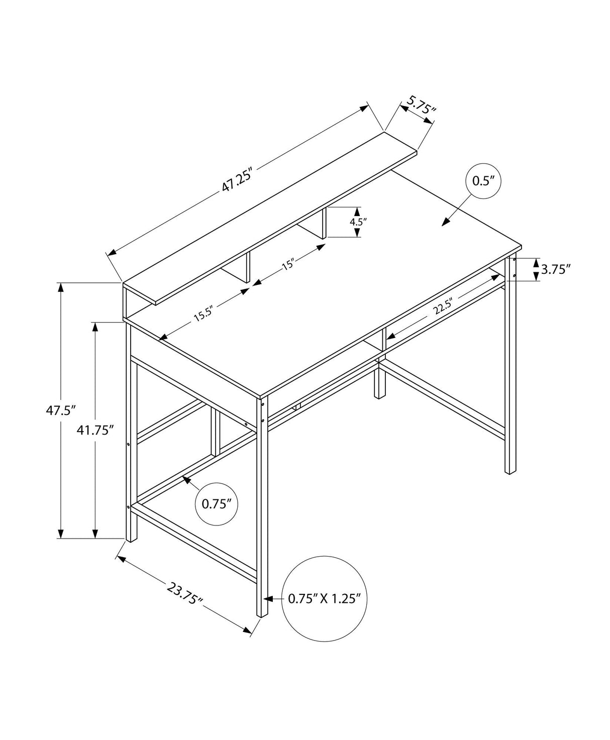 Computer Desk For Home Office, Standing, Storage Shelves, Laptop, Contemporary & Modern - Best Buy Furniture