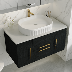 39.4 in Modern Floating Bathroom Vanity with Ceramic Sink