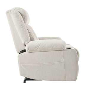 Power Lift Recliner Chair With Extended Footrest, Remote Control, Cup Holders, And Side Pockets