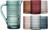 Tonal Hobnail Pitcher & Lowball Glassware Set