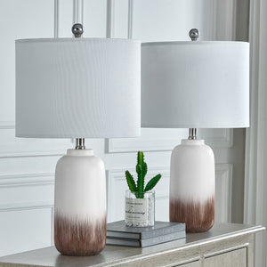 23" Modern Ceramic Table Lamp, Brown, Set of 2