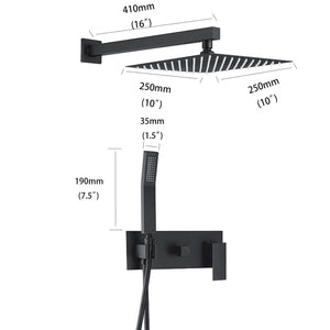 Brass Shower System With 10" Rainfall Shower Head And Handheld Sprayer - Matte Black